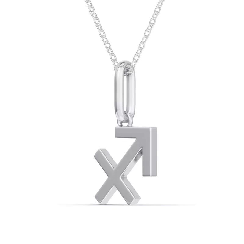 Platinum Sagittarius Zodiac Glyph Pendant