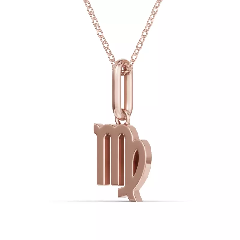 14K Rose Gold Virgo Zodiac Glyph Necklace