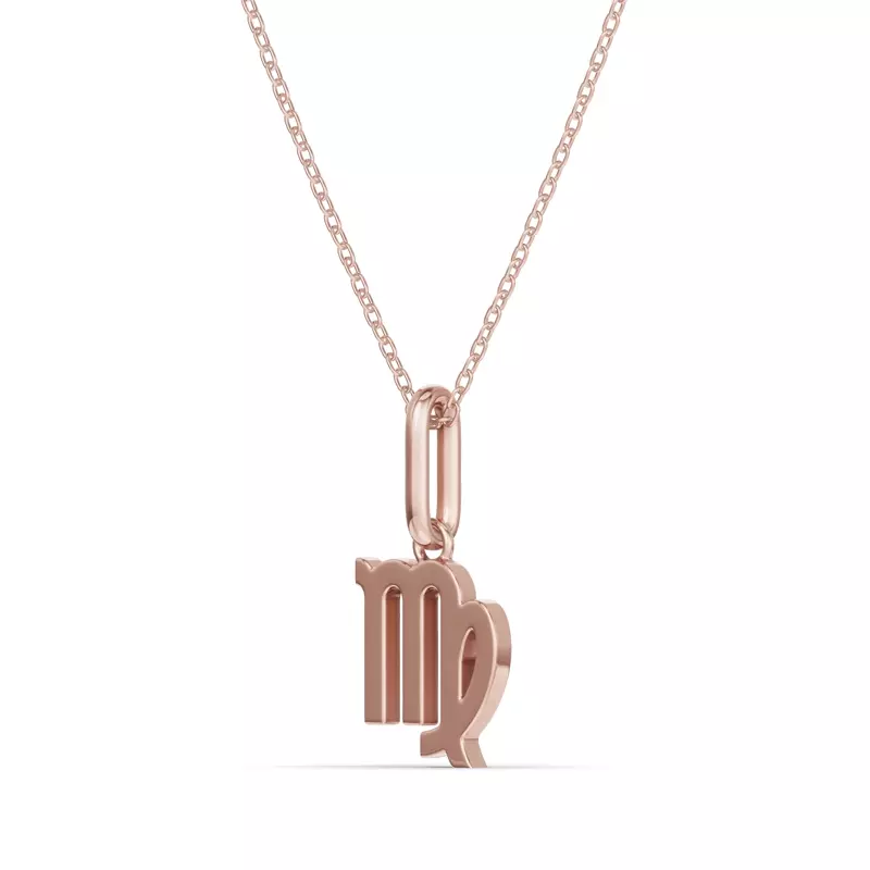 18K Rose Gold Virgo Zodiac Glyph Necklace