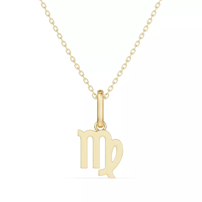18K Yellow Gold Virgo Glyph Pendant