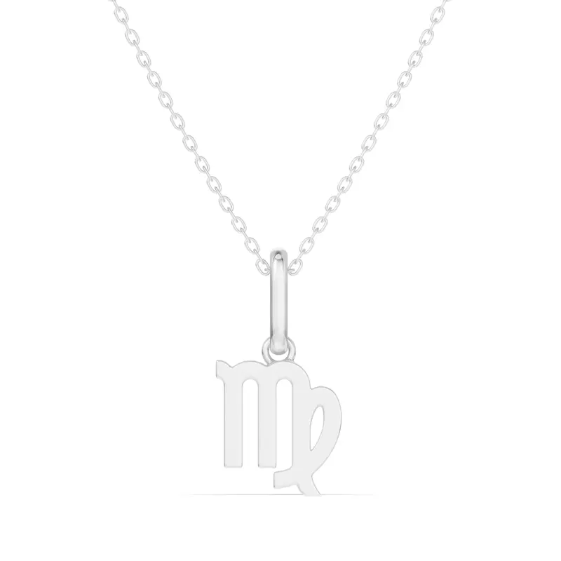 Platinum Virgo Zodiac Glyph Pendant