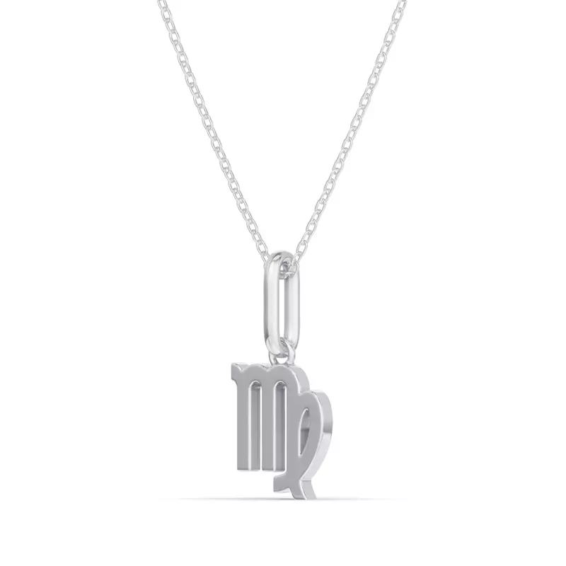 Platinum Virgo Zodiac Glyph Pendant
