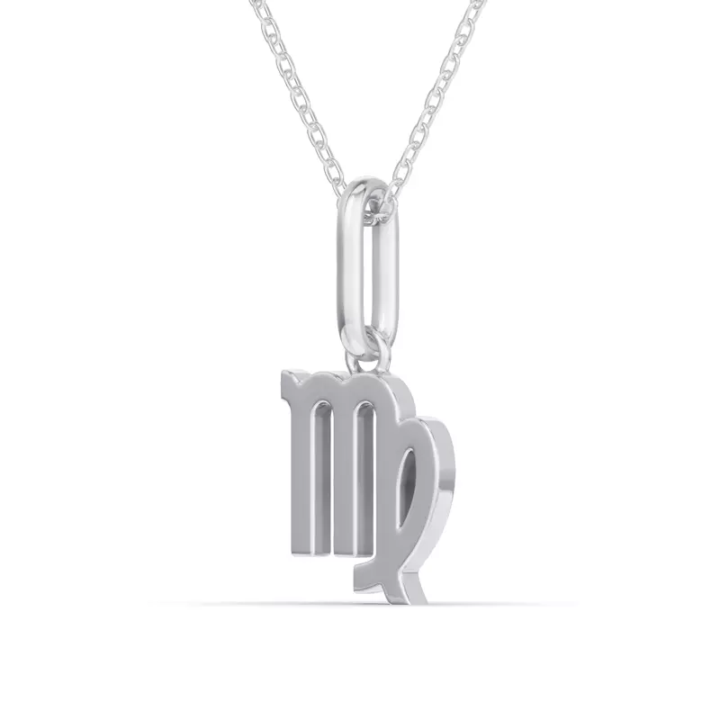 Platinum Virgo Zodiac Glyph Pendant