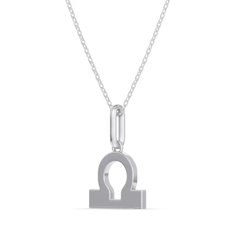 14K White Gold Libra Zodiac Glyph Necklace