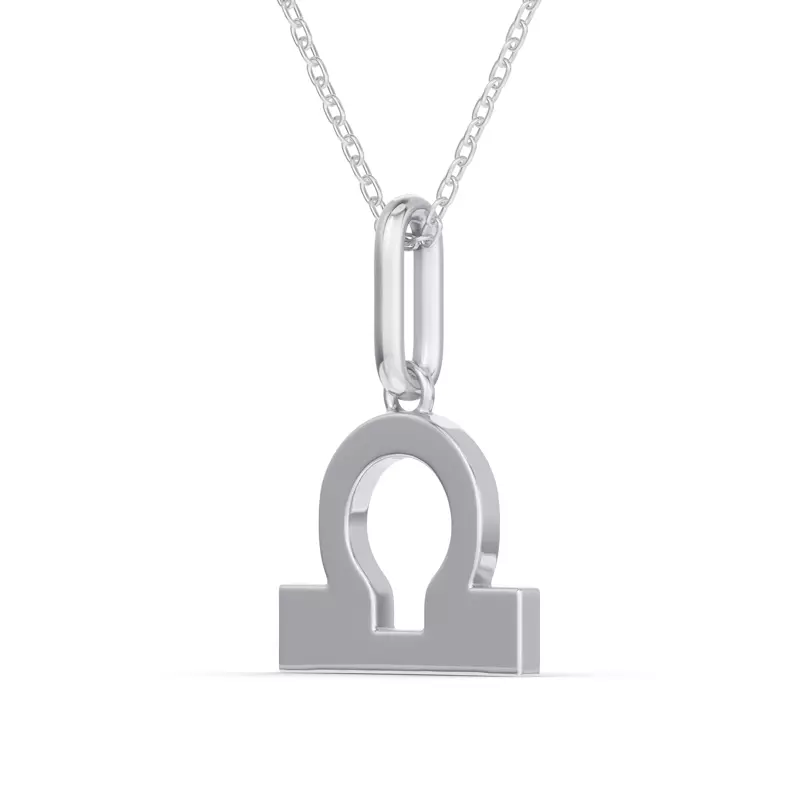 14K White Gold Libra Zodiac Glyph Necklace