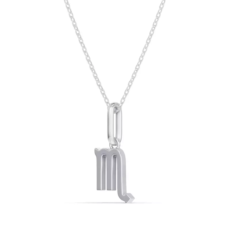 14K White Gold Scorpio Zodiac Glyph Necklace