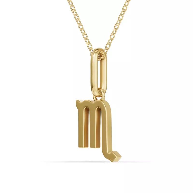 18K Yellow Gold Scorpio Zodiac Glyph Necklace