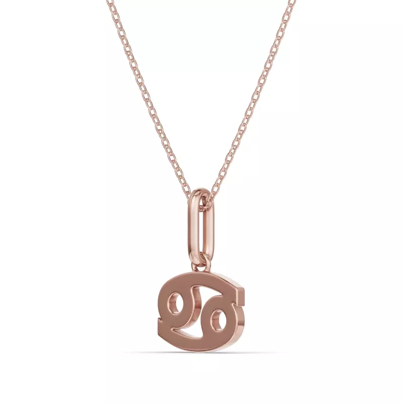 14K Rose Gold Cancer Zodiac Glyph Necklace