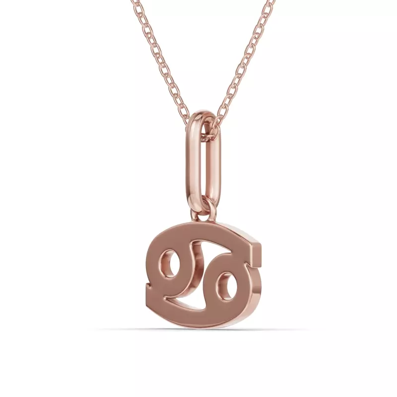 14K Rose Gold Cancer Zodiac Glyph Necklace