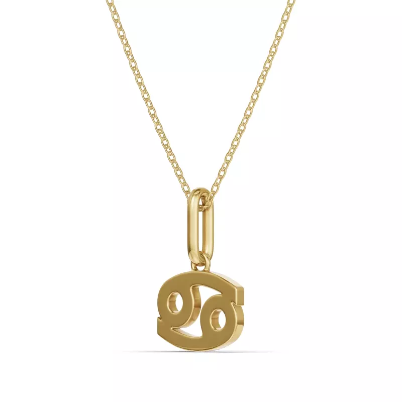 18K Yellow Gold Cancer Zodiac Glyph Necklace