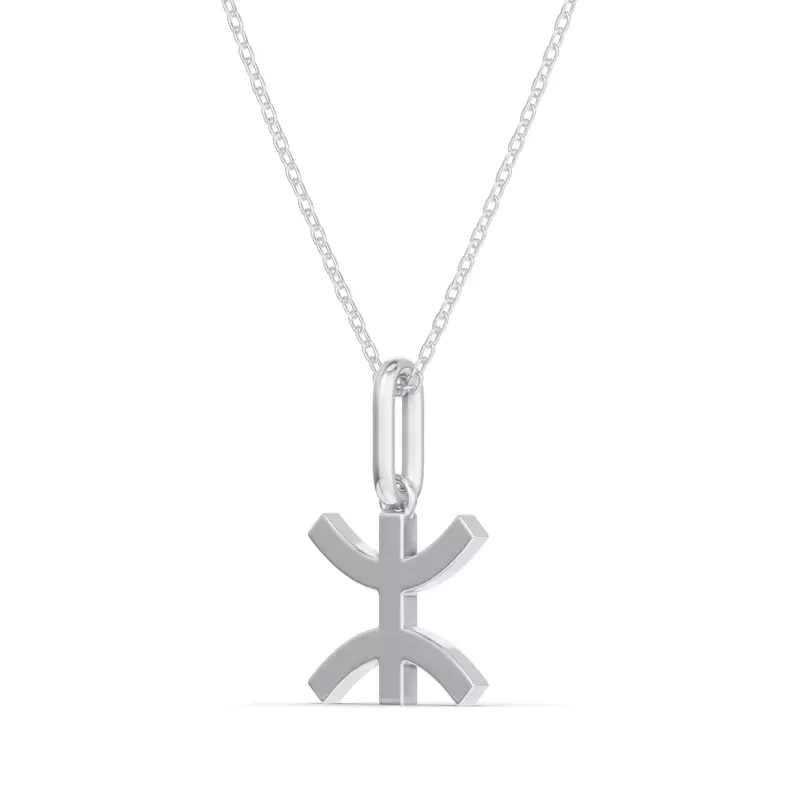 14K White Gold Pisces Zodiac Glyph Necklace
