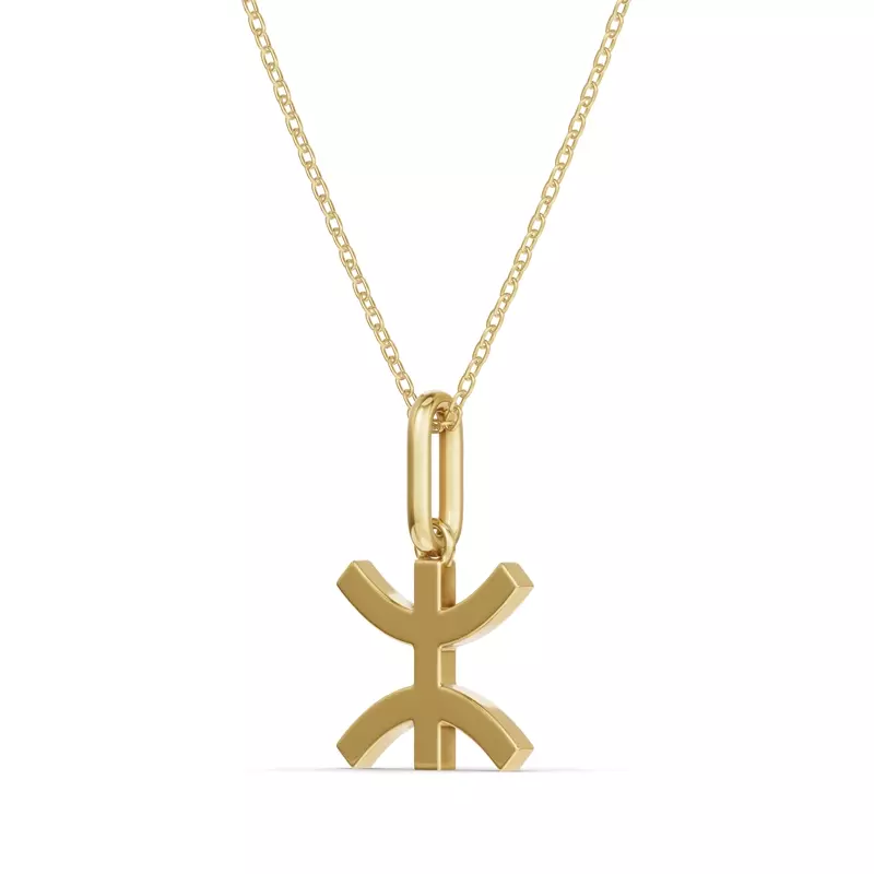 18K Yellow Gold Pisces Zodiac Glyph Necklace