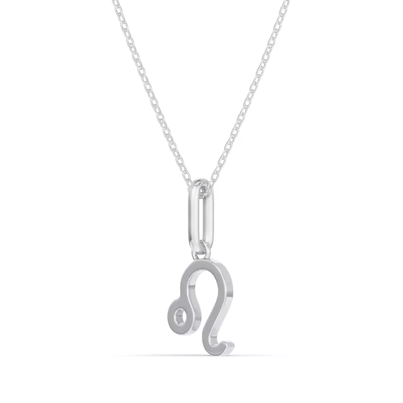 14K White Gold Leo Zodiac Glyph Necklace