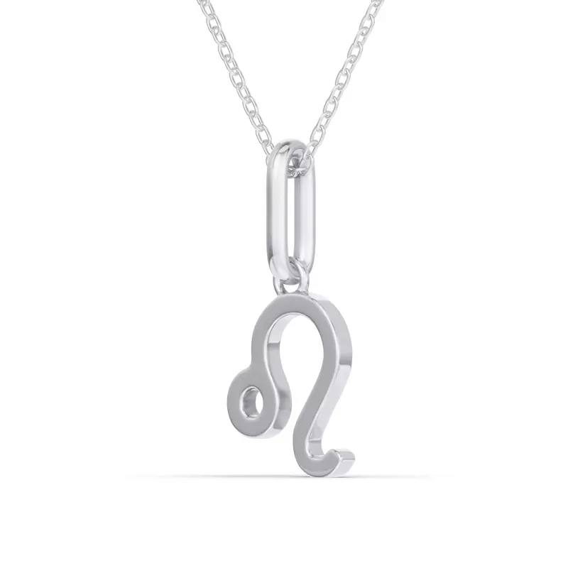 14K White Gold Leo Zodiac Glyph Necklace