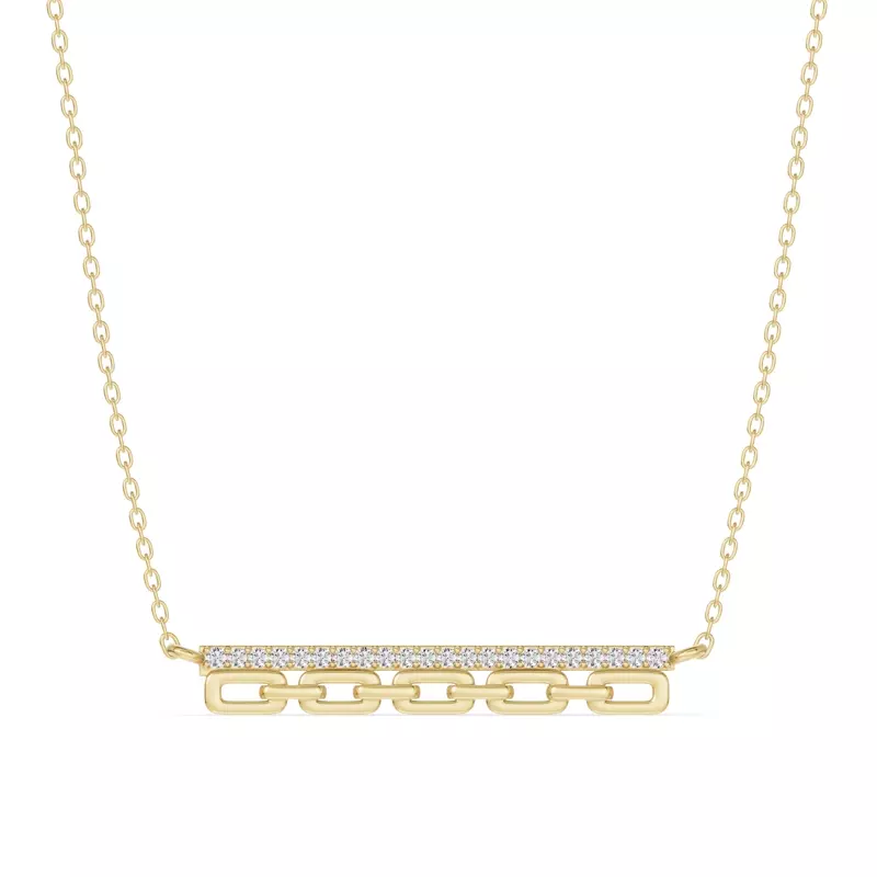 Chain Reaction Pavé Lab Bar Necklace