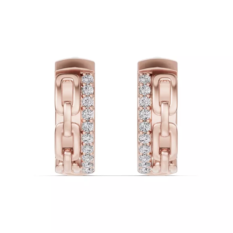 Chain Reaction Pavé Huggie Earrings