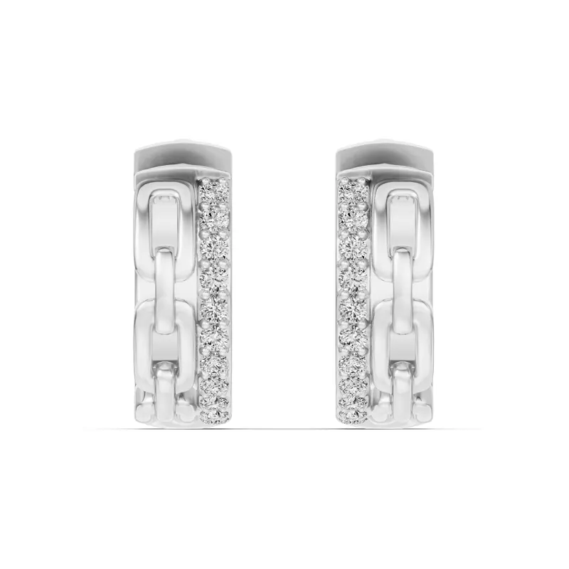 Chain Reaction Pavé Huggie Earrings