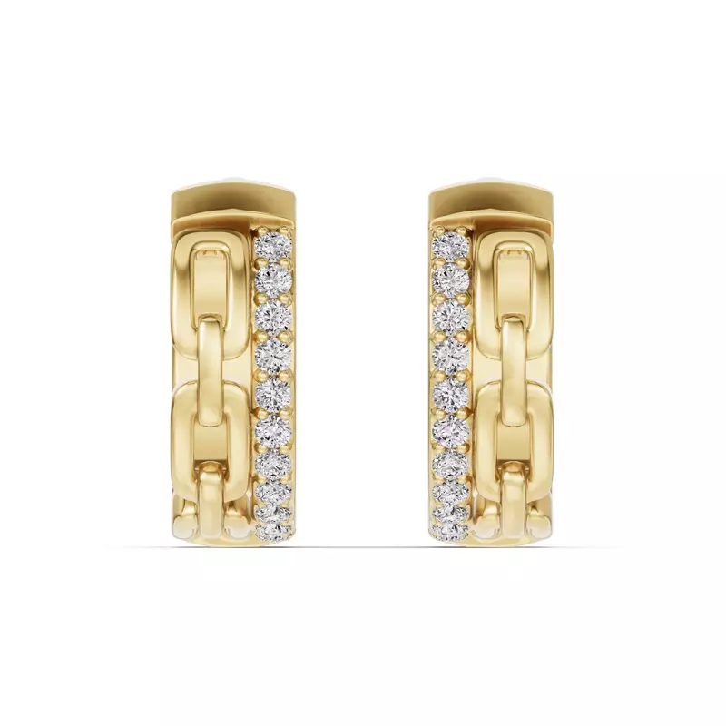 Chain Reaction Pavé Huggie Earrings