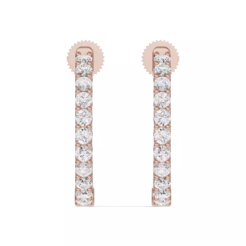 14K Rose Gold Unity Prong Hoop Lab Earrings (1 ct. tw.)