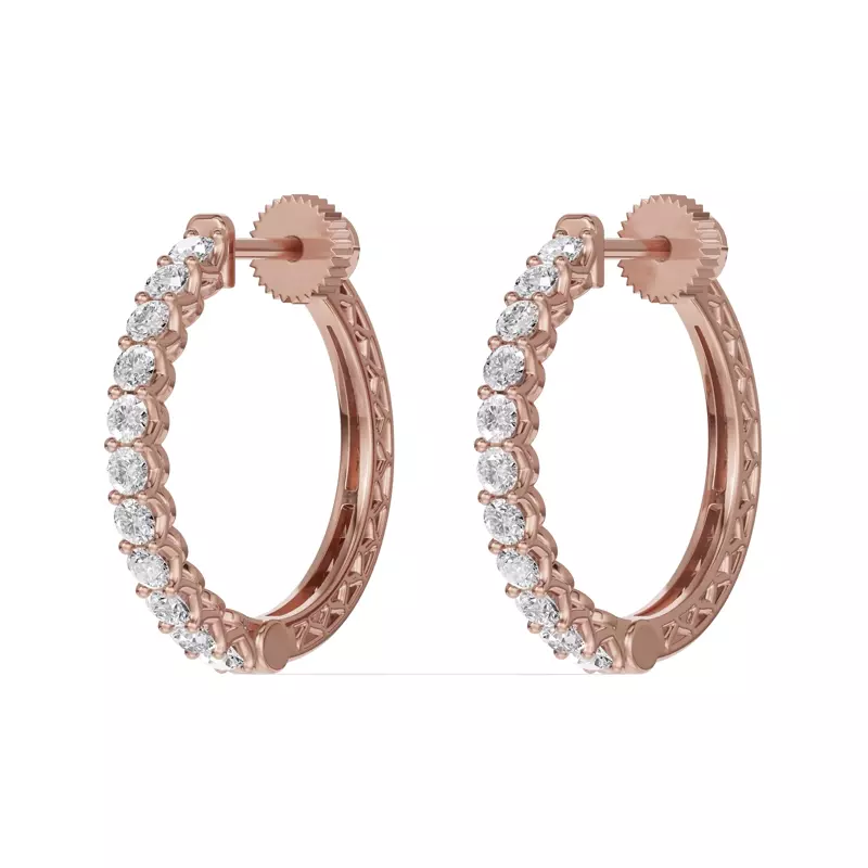 14K Rose Gold Unity Prong Hoop Lab Earrings (1 ct. tw.)