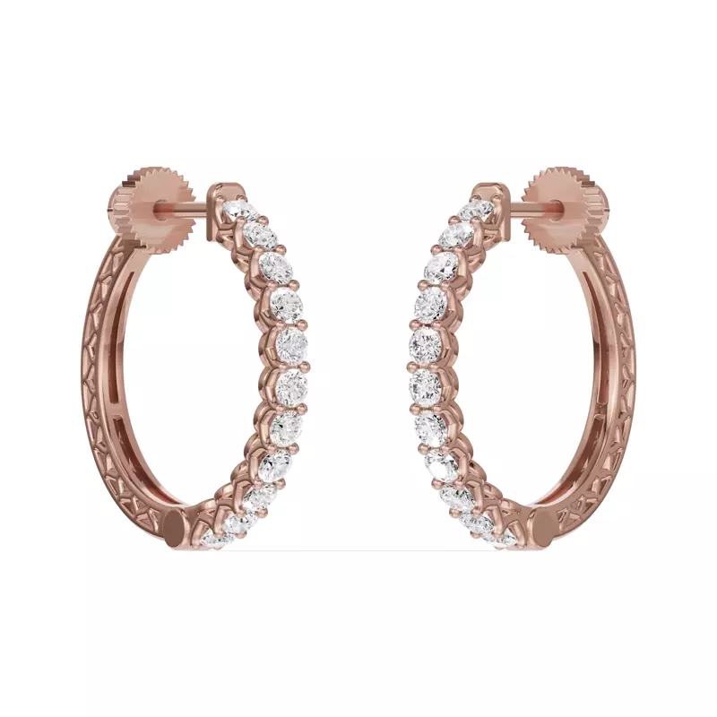 14K Rose Gold Unity Prong Hoop Lab Earrings (1 ct. tw.)