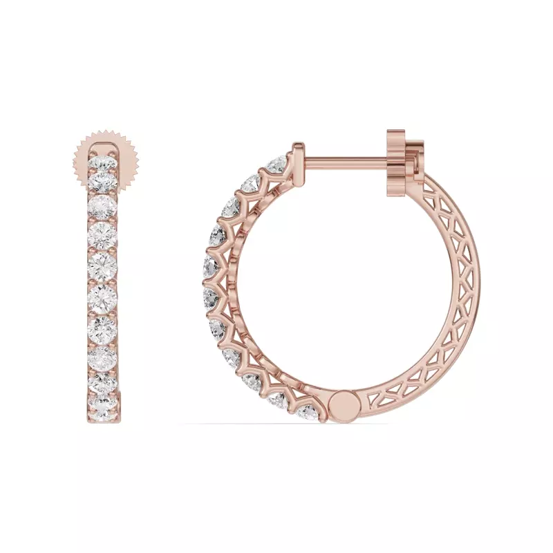 14K Rose Gold Unity Prong Hoop Earrings (1 ct. tw.)