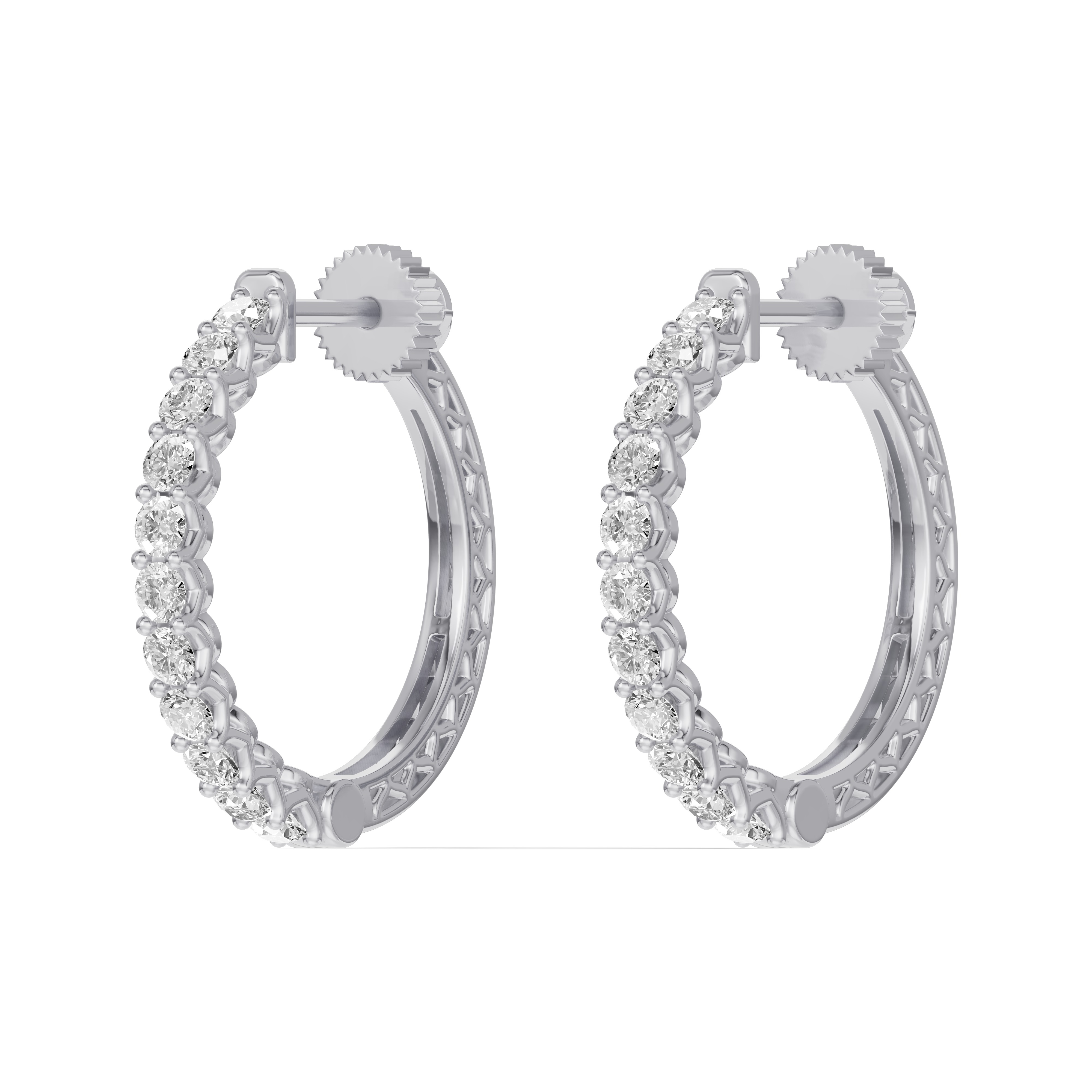 14K White Gold Unity Prong Hoop Lab Earrings (1 ct. tw.)
