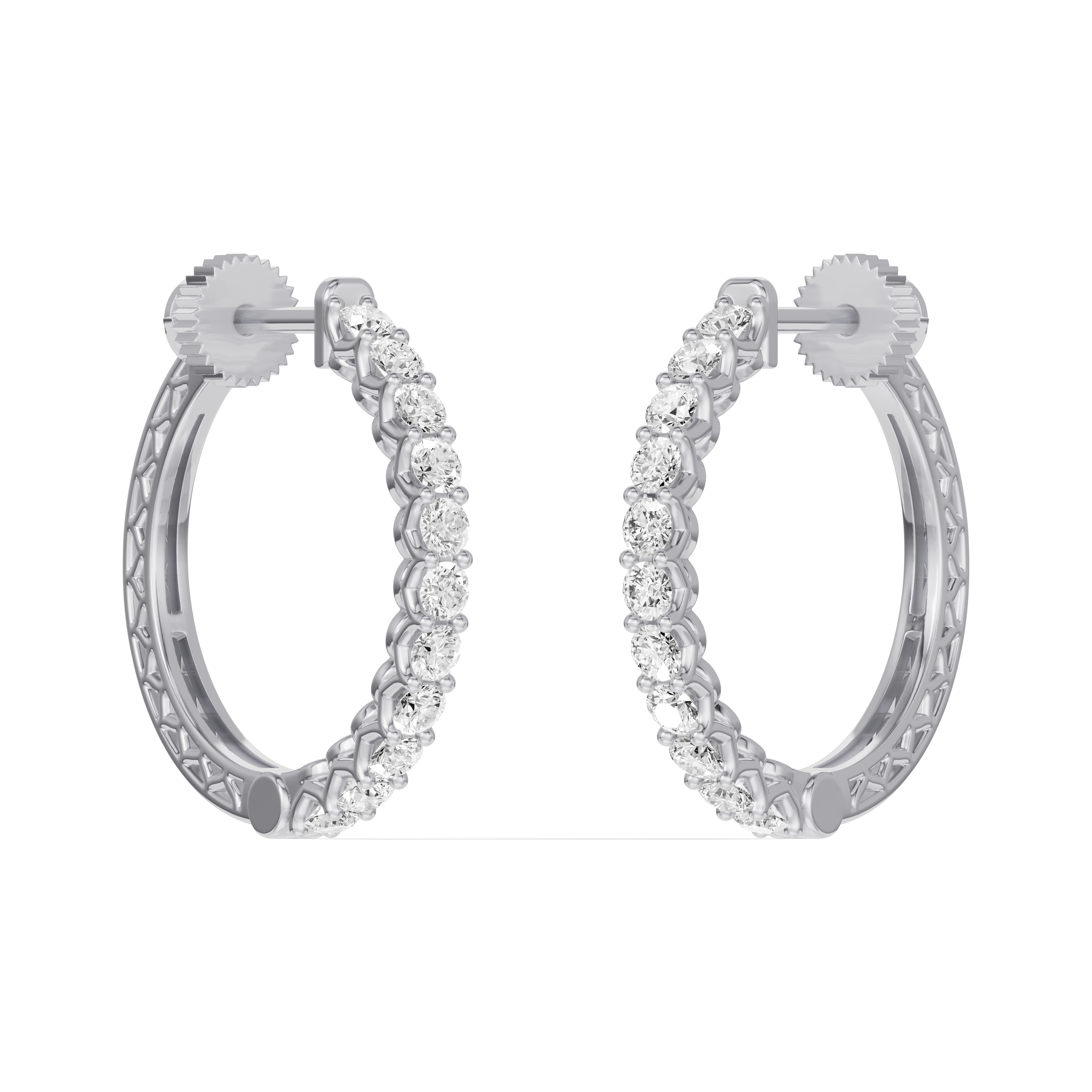 14K White Gold Unity Prong Hoop Lab Earrings (1 ct. tw.)