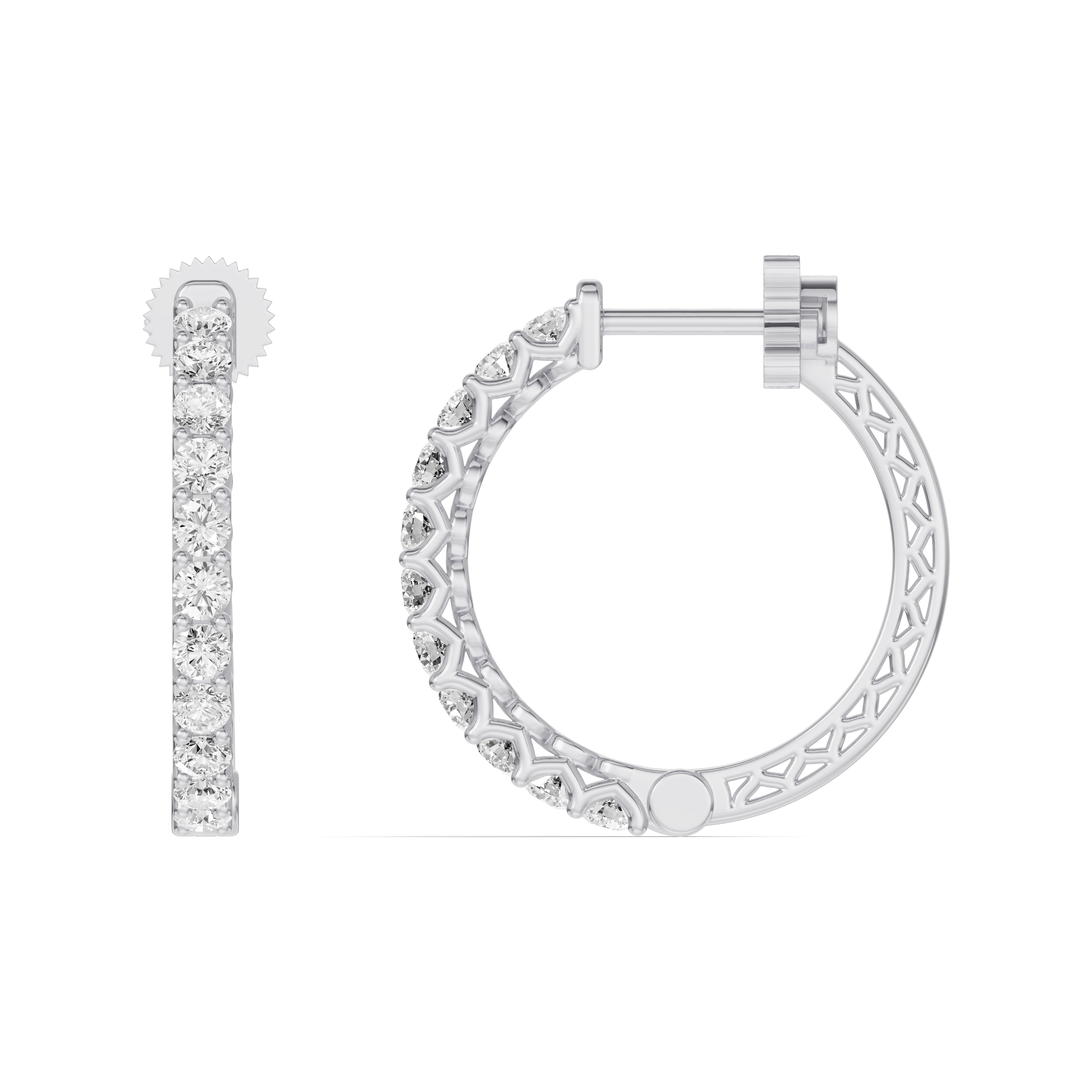 14K White Gold Unity Prong Hoop Lab Earrings (1 ct. tw.)