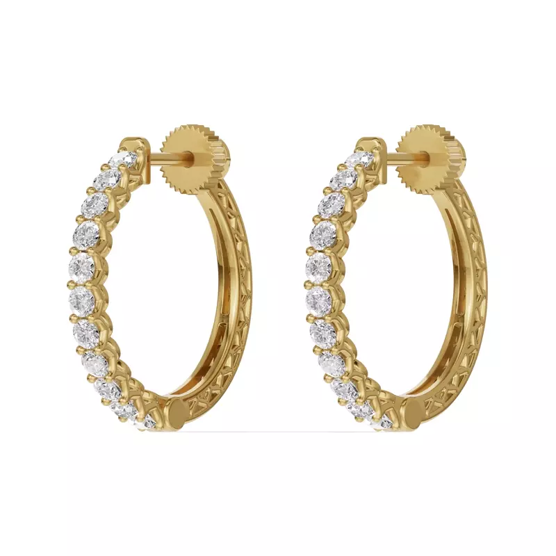 14K Yellow Gold Unity Prong Hoop Lab Earrings (1 ct. tw.)