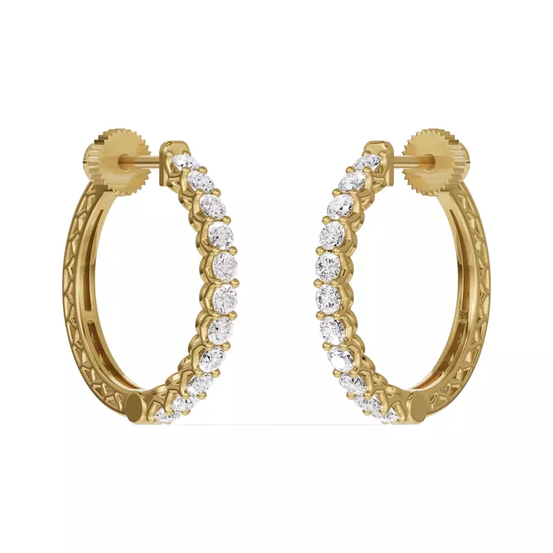 14K Yellow Gold Unity Prong Hoop Lab Earrings (1 ct. tw.)