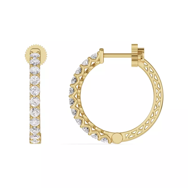 14K Yellow Gold Unity Prong Hoop Lab Earrings (1 ct. tw.)