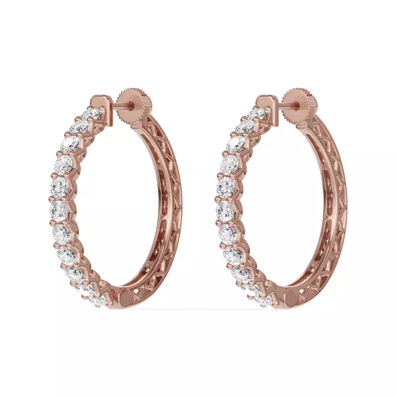 14K Rose Gold Unity Prong Hoop Earrings (2 ct. tw.)