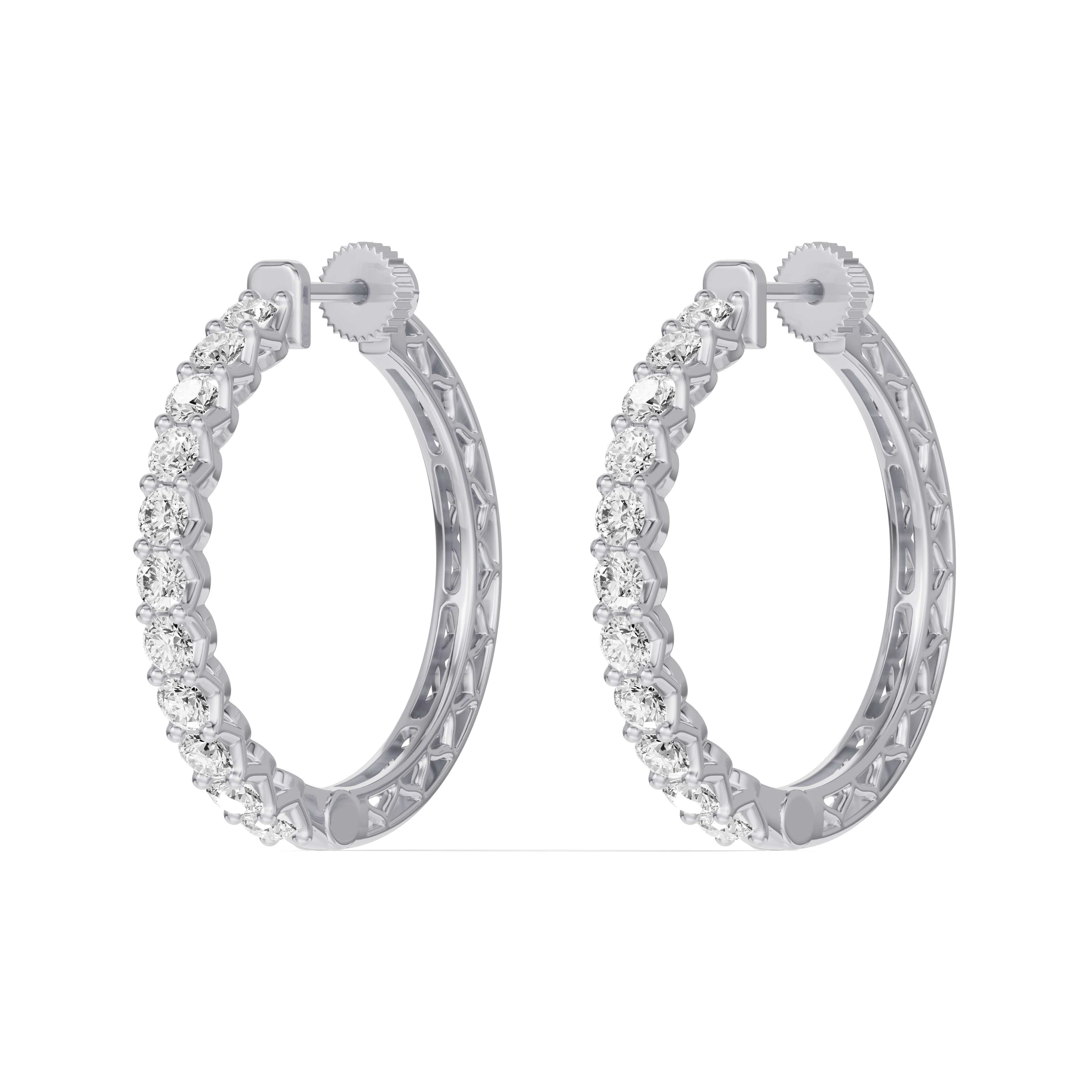 14K White Gold Unity Prong Hoop Earrings (2 ct. tw.)