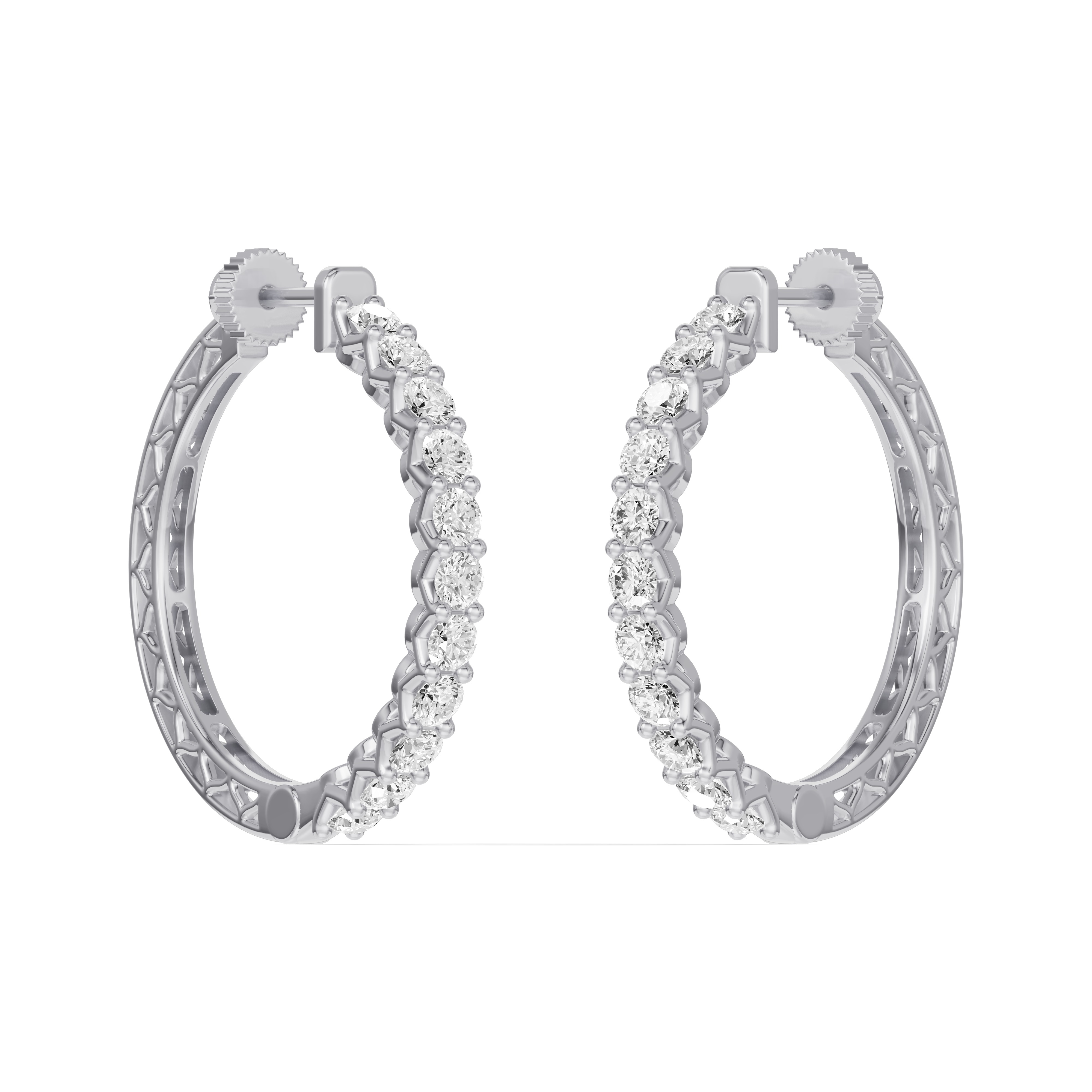 14K White Gold Unity Prong Hoop Earrings (2 ct. tw.)