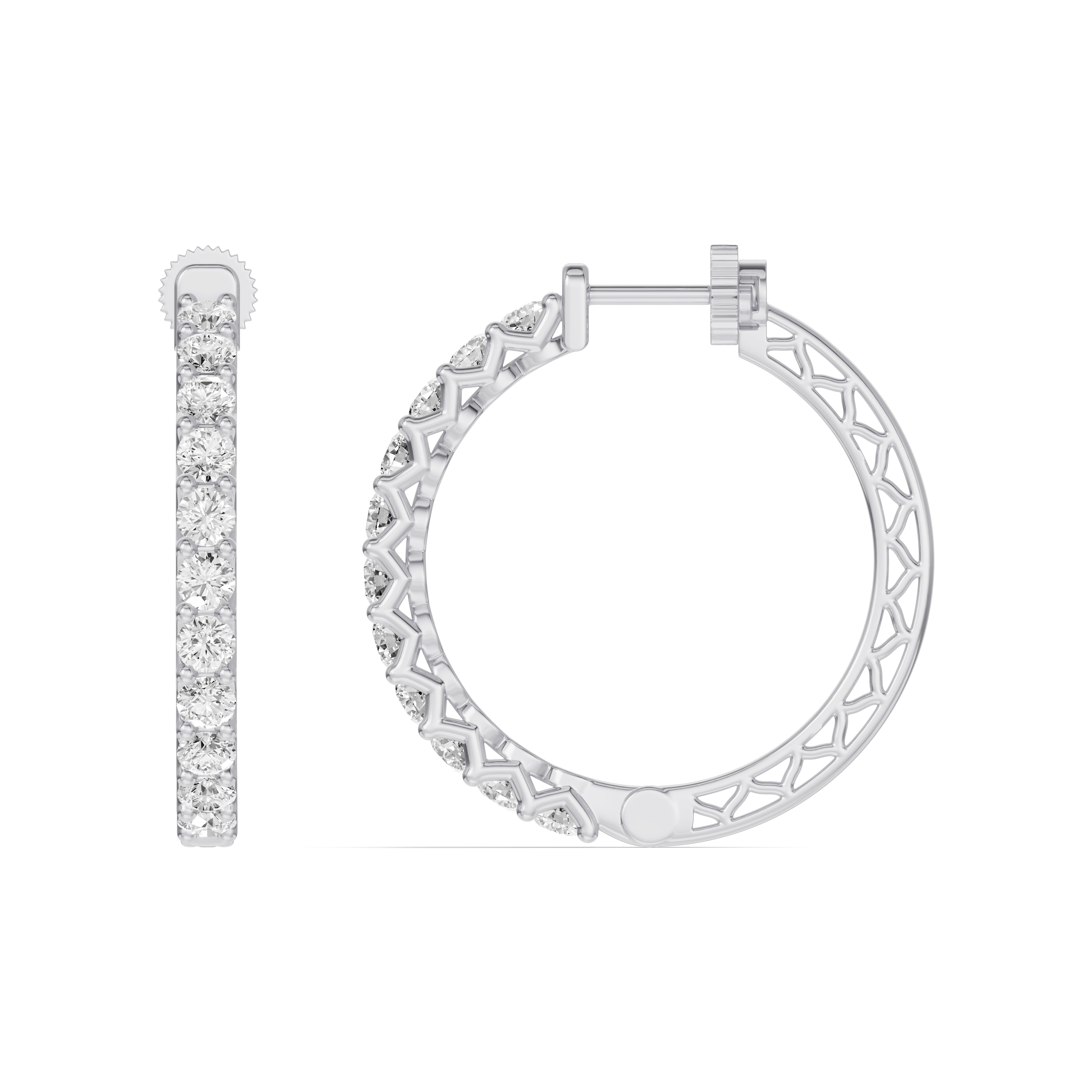 14K White Gold Unity Prong Hoop Earrings (2 ct. tw.)