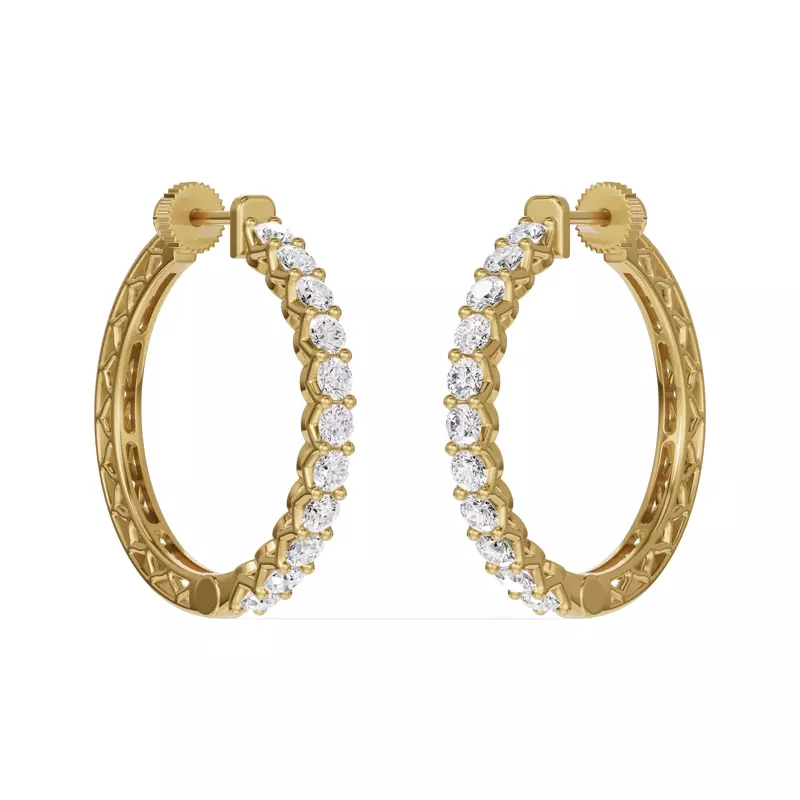 14K Yellow Gold Unity Prong Hoop Lab Earrings (2 ct. tw.)