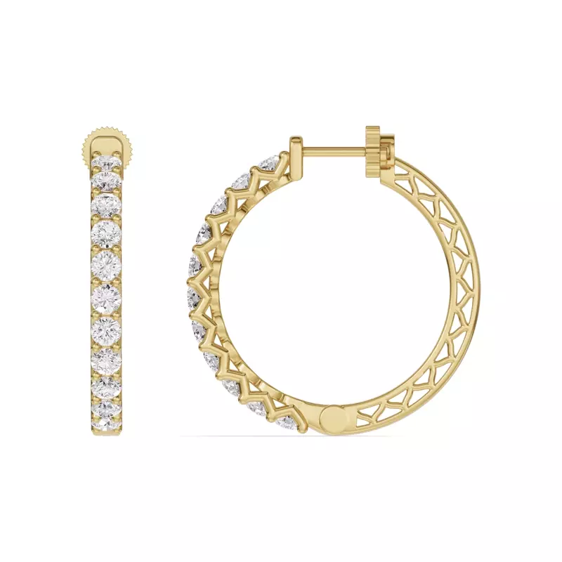 14K Yellow Gold Unity Prong Hoop Lab Earrings (2 ct. tw.)