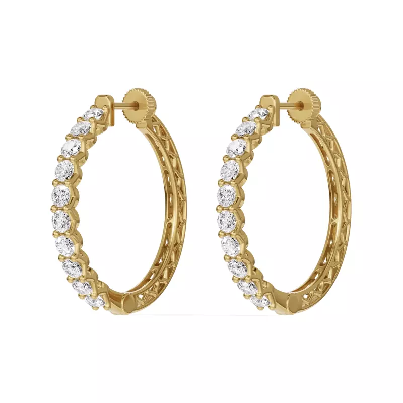 14K Yellow Gold Unity Prong Hoop Lab Earrings (3 ct. tw.)