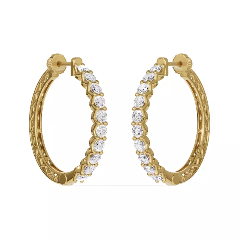 14K Yellow Gold Unity Prong Hoop Lab Earrings (3 ct. tw.)