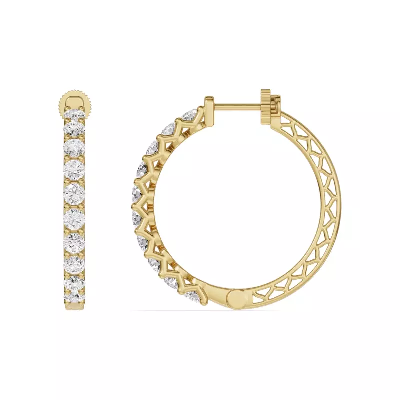 14K Yellow Gold Unity Prong Hoop Lab Earrings (3 ct. tw.)