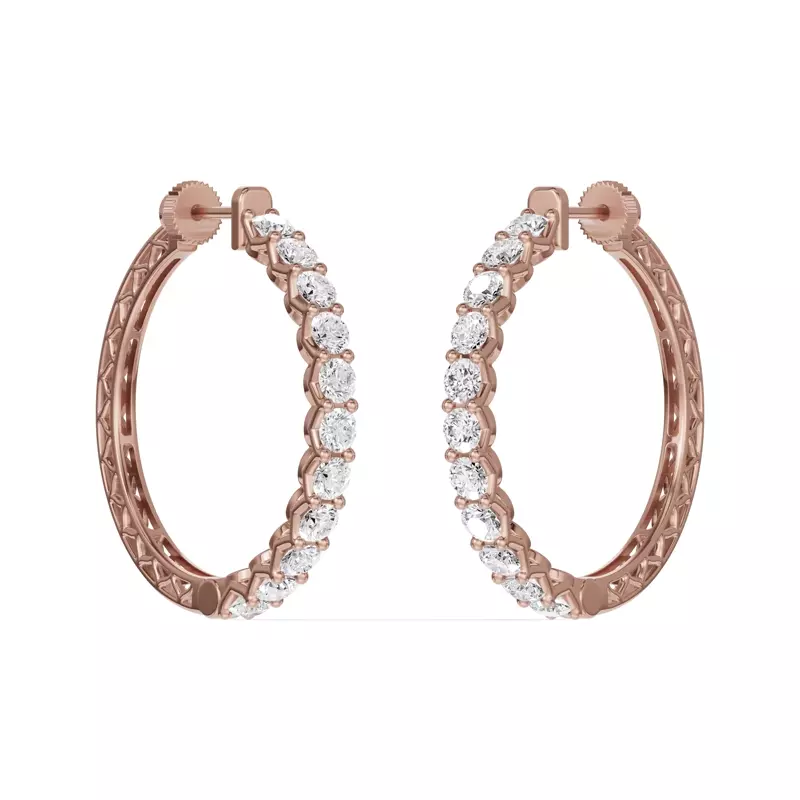 14K Rose Gold Unity Prong Hoop Earrings (4 ct. tw.)