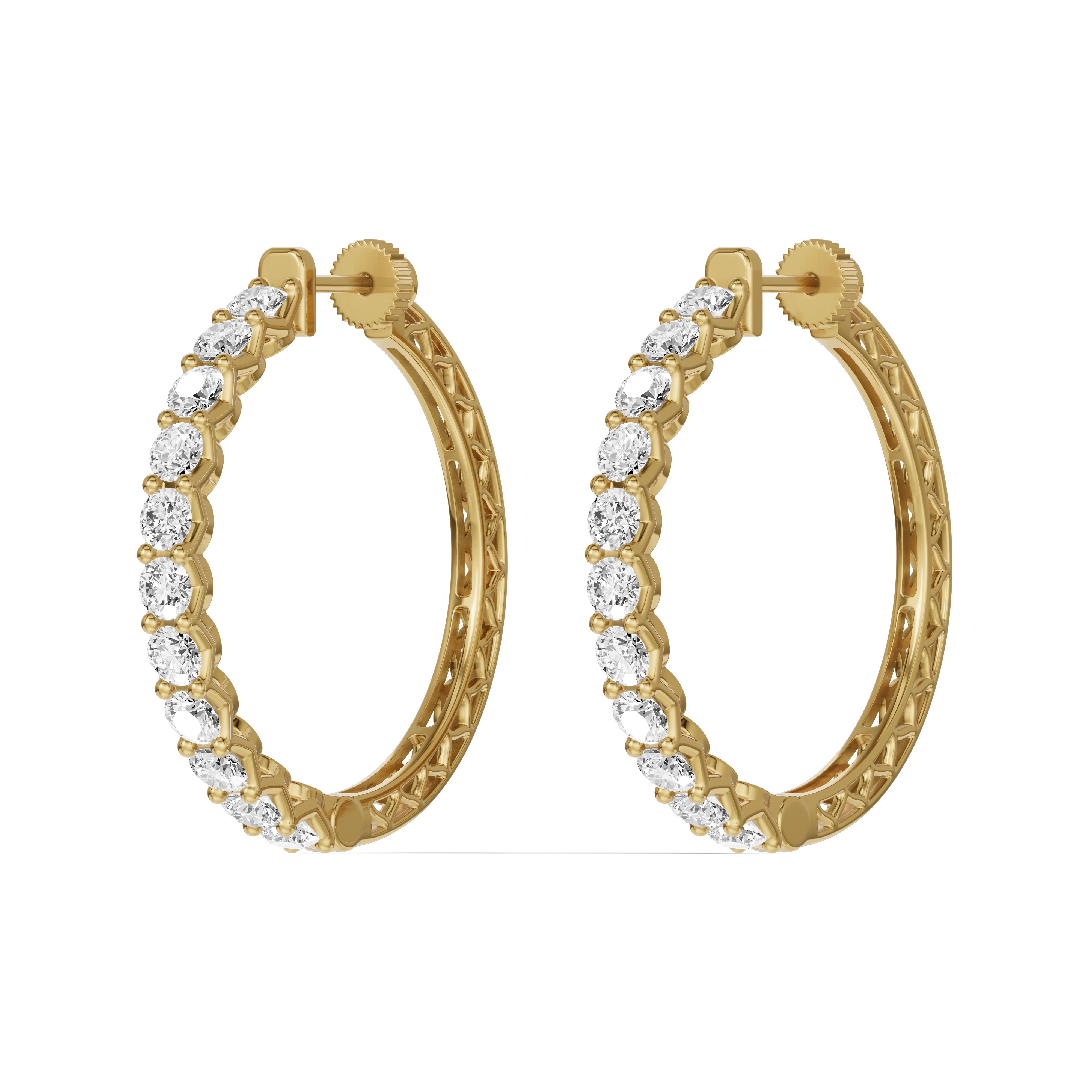 14K Yellow Gold Unity Prong Hoop Lab Earrings (4 ct. tw.)