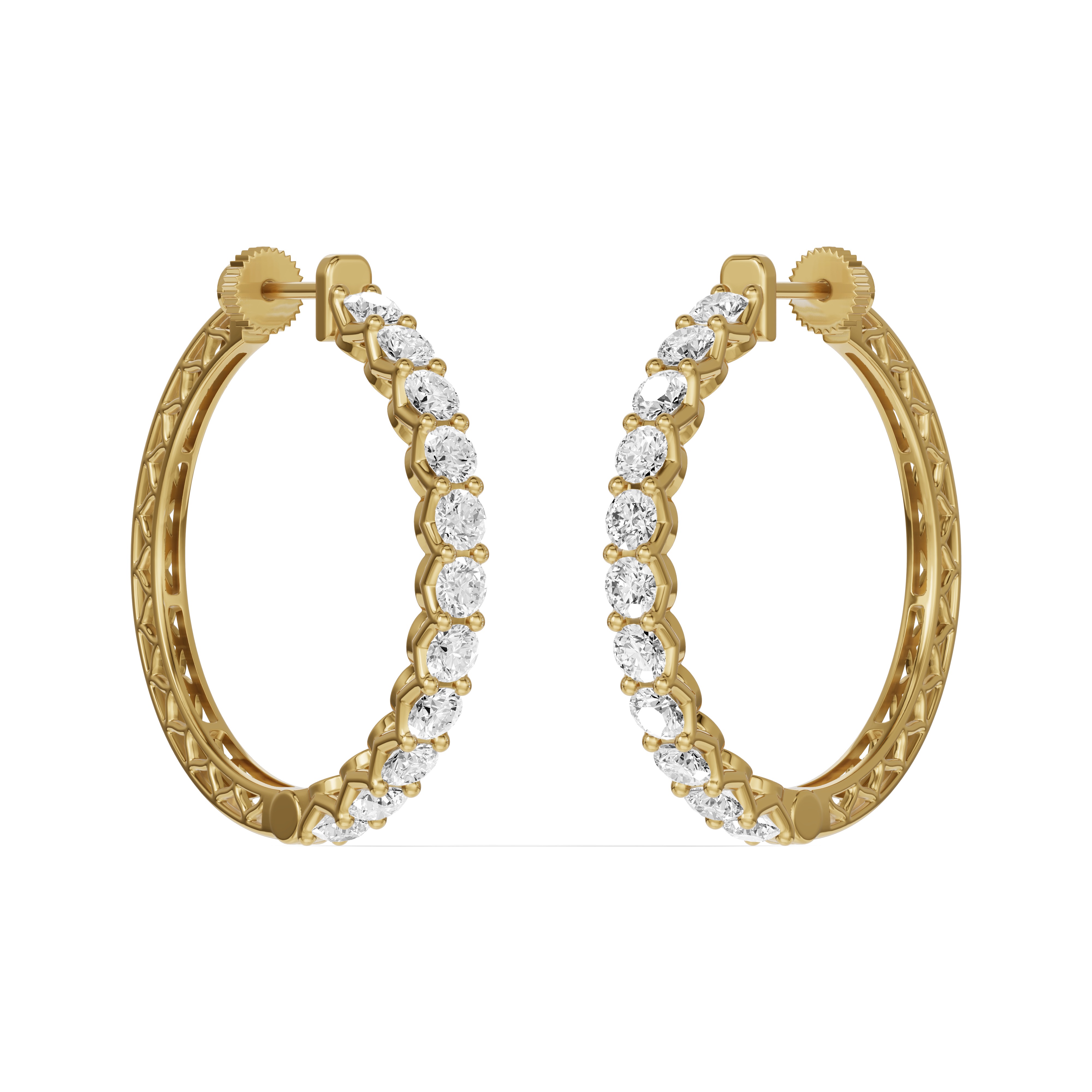 14K Yellow Gold Unity Prong Hoop Lab Earrings (4 ct. tw.)