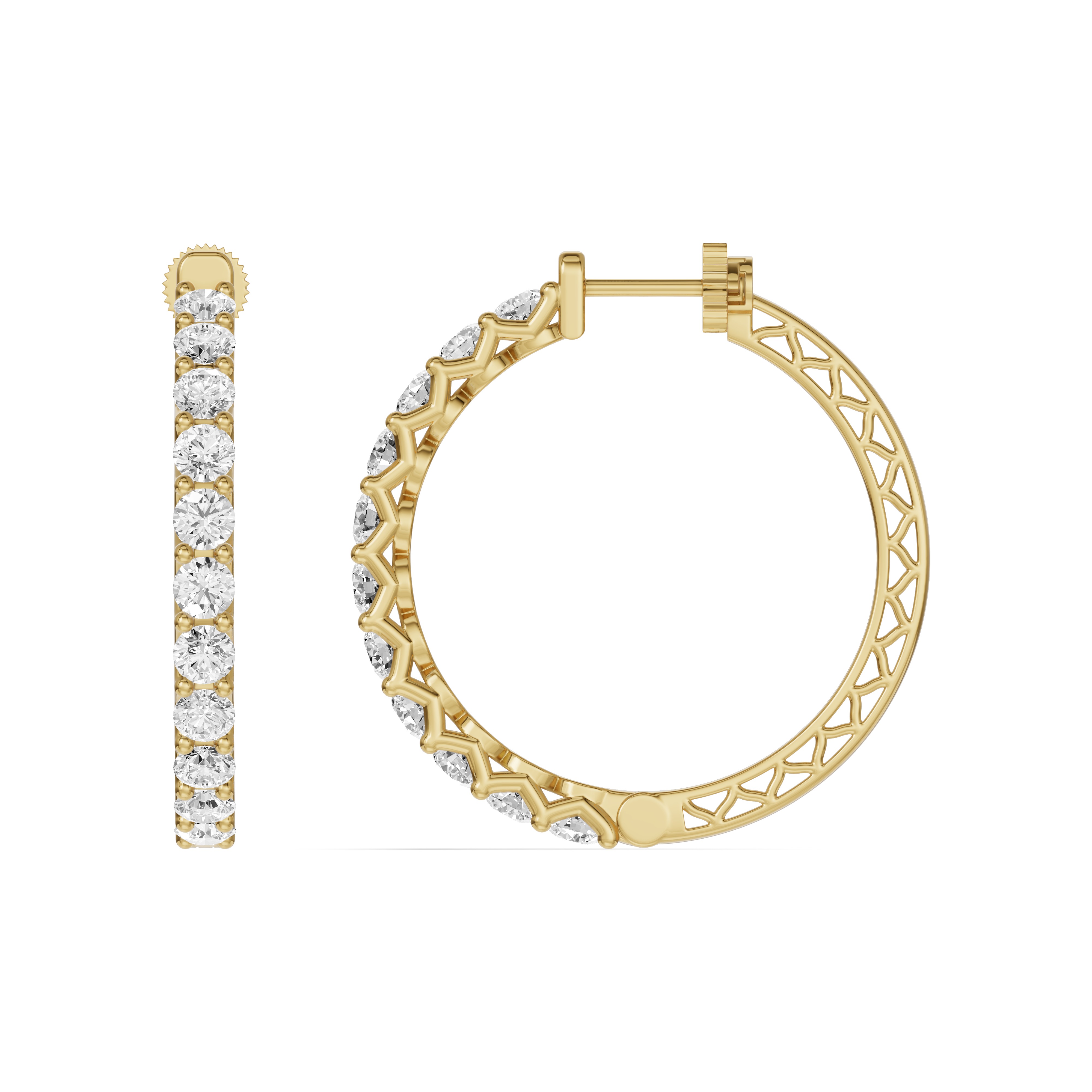 14K Yellow Gold Unity Prong Hoop Lab Earrings (4 ct. tw.)