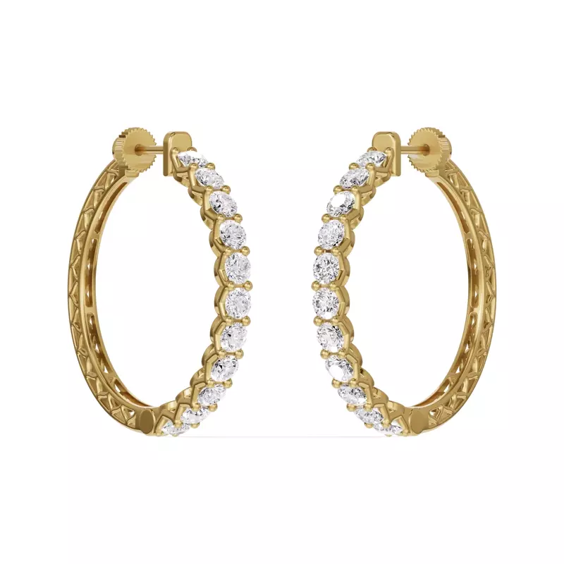 14K Yellow Gold Unity Prong Hoop Earrings (4 ct. tw.)