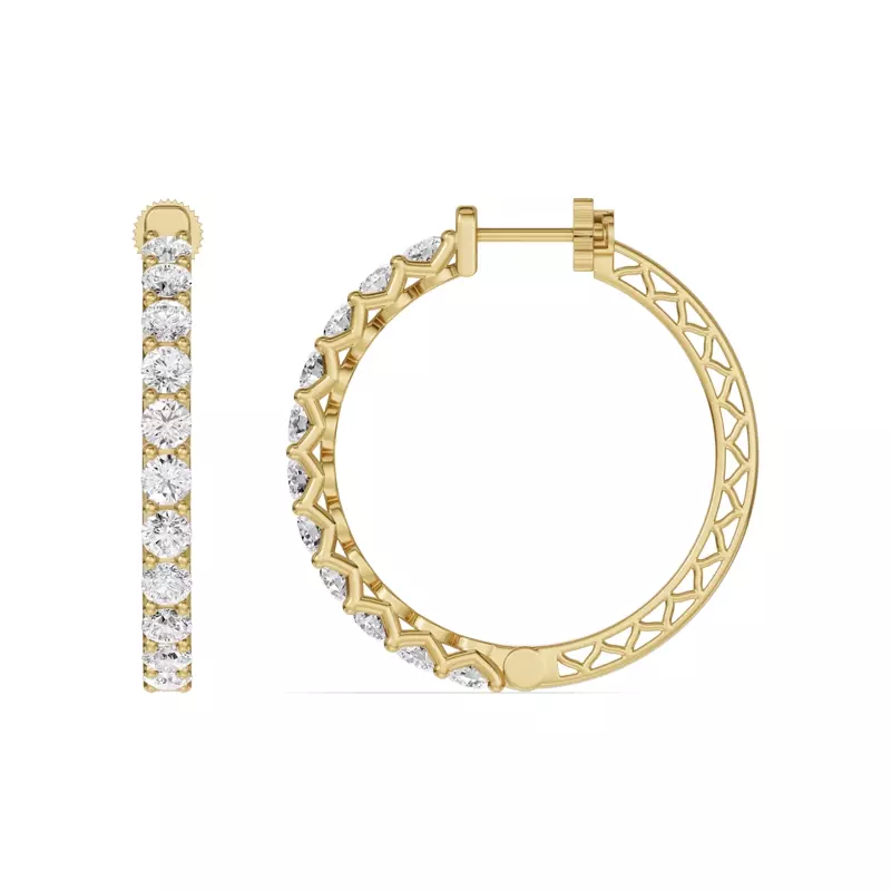 14K Yellow Gold Unity Prong Hoop Earrings (4 ct. tw.)