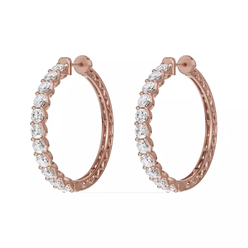 14K Rose Gold Unity Prong Hoop Lab Earrings (5 ct. tw.)