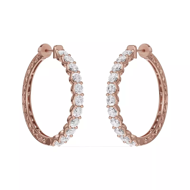 14K Rose Gold Unity Prong Hoop Lab Earrings (5 ct. tw.)
