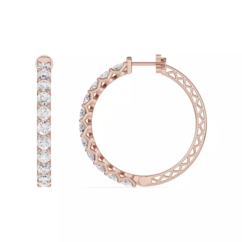 14K Rose Gold Unity Prong Hoop Lab Earrings (5 ct. tw.)